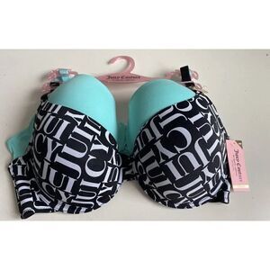 Juicy Couture Sleek & Smooth 2 Pack Bra JC3819 Lined Size 40D Black Teal NEW